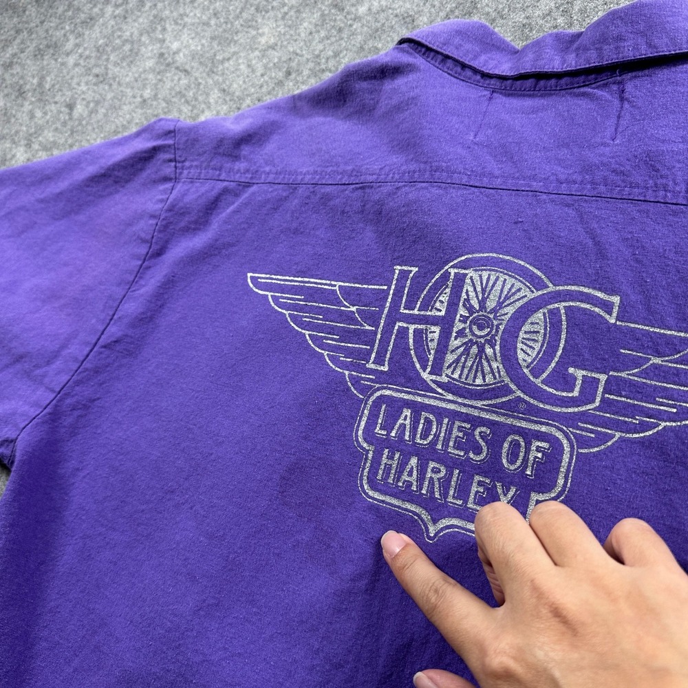 Harley-Davidson Button Up Shirt Women Small Purple Ladies of Harley Biker USA - Picture 5 of 9